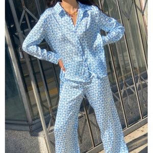 Lisa Says Gah Bailey Pajama Set in Blue Daisy Check